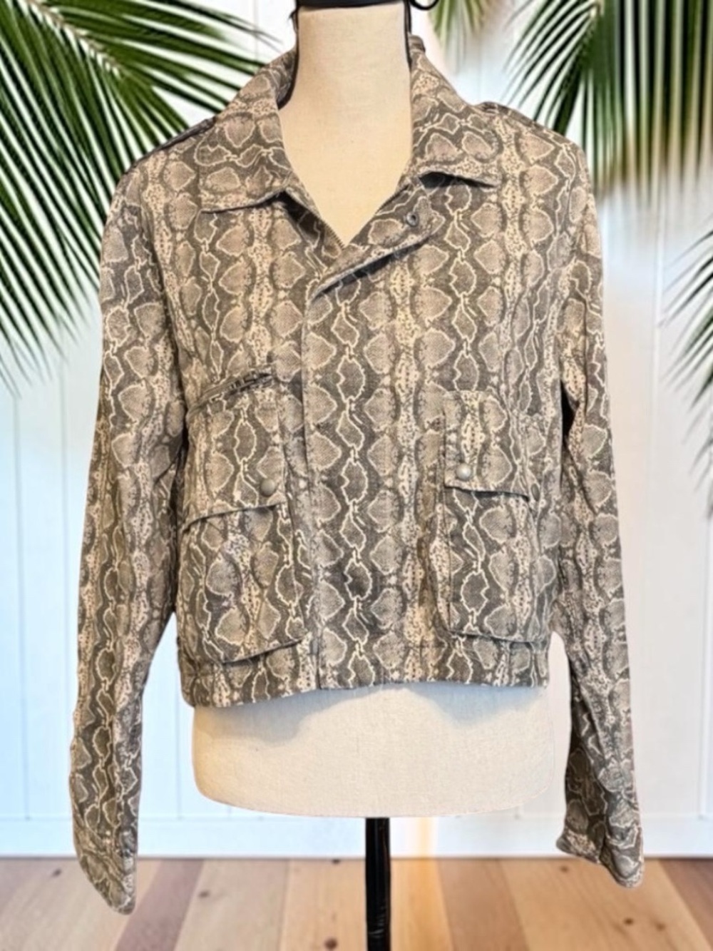 BLANKNYC Snakeskin Print Moto Jacket - Medium